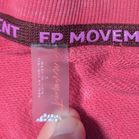 Free People Movement FP Crop Valley Girl Sweat Punch Crush Sweatshirt Pink - Picture 6 of 6